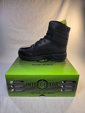 Interceptor Men's Black Leather Tactical Steel Toe Force 2.0 Boots Size 8.5 NWT